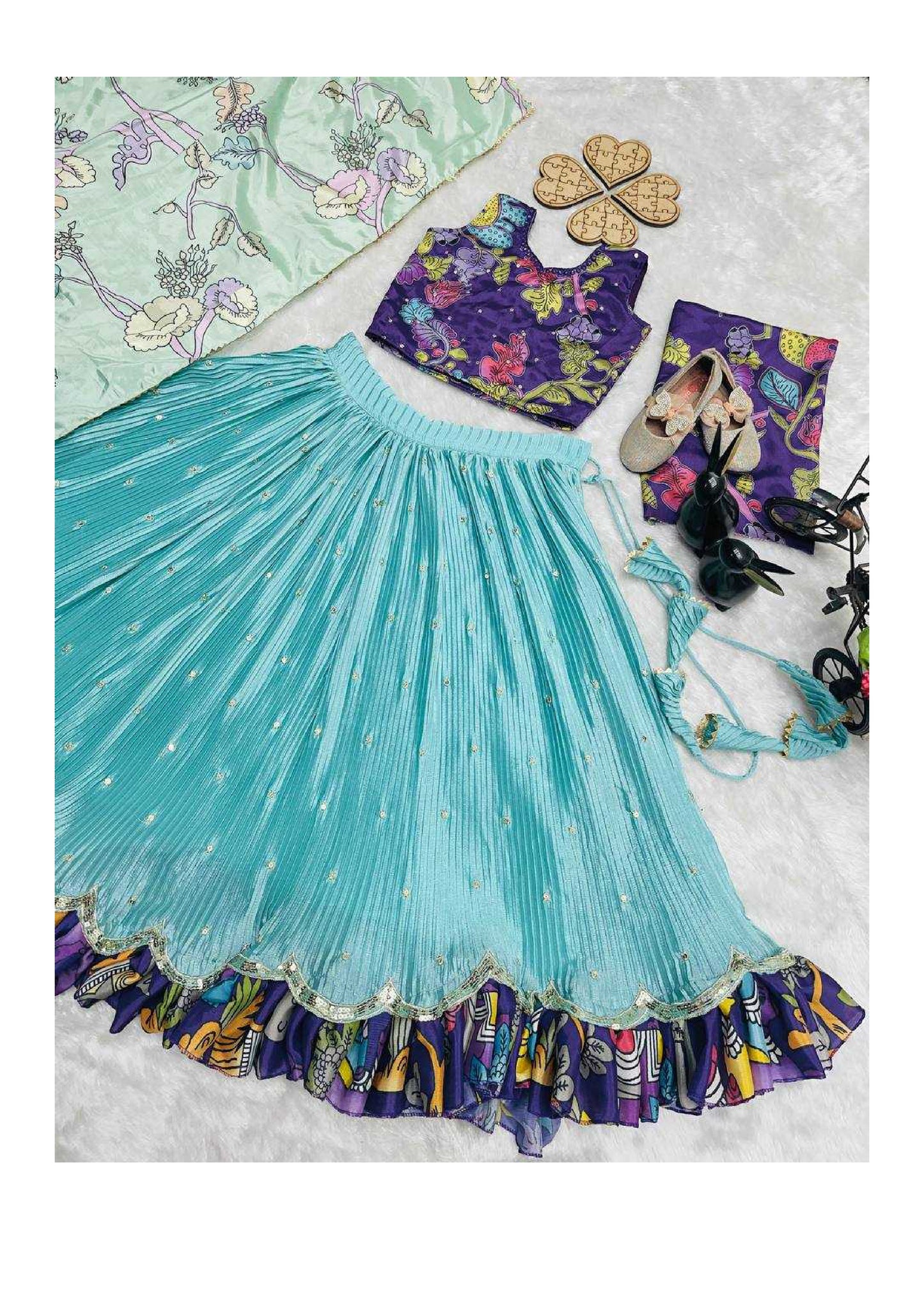 Chinon Silk  Kids Wear Kids Lehenga Embroidered Frock Kids Ghagra Choli