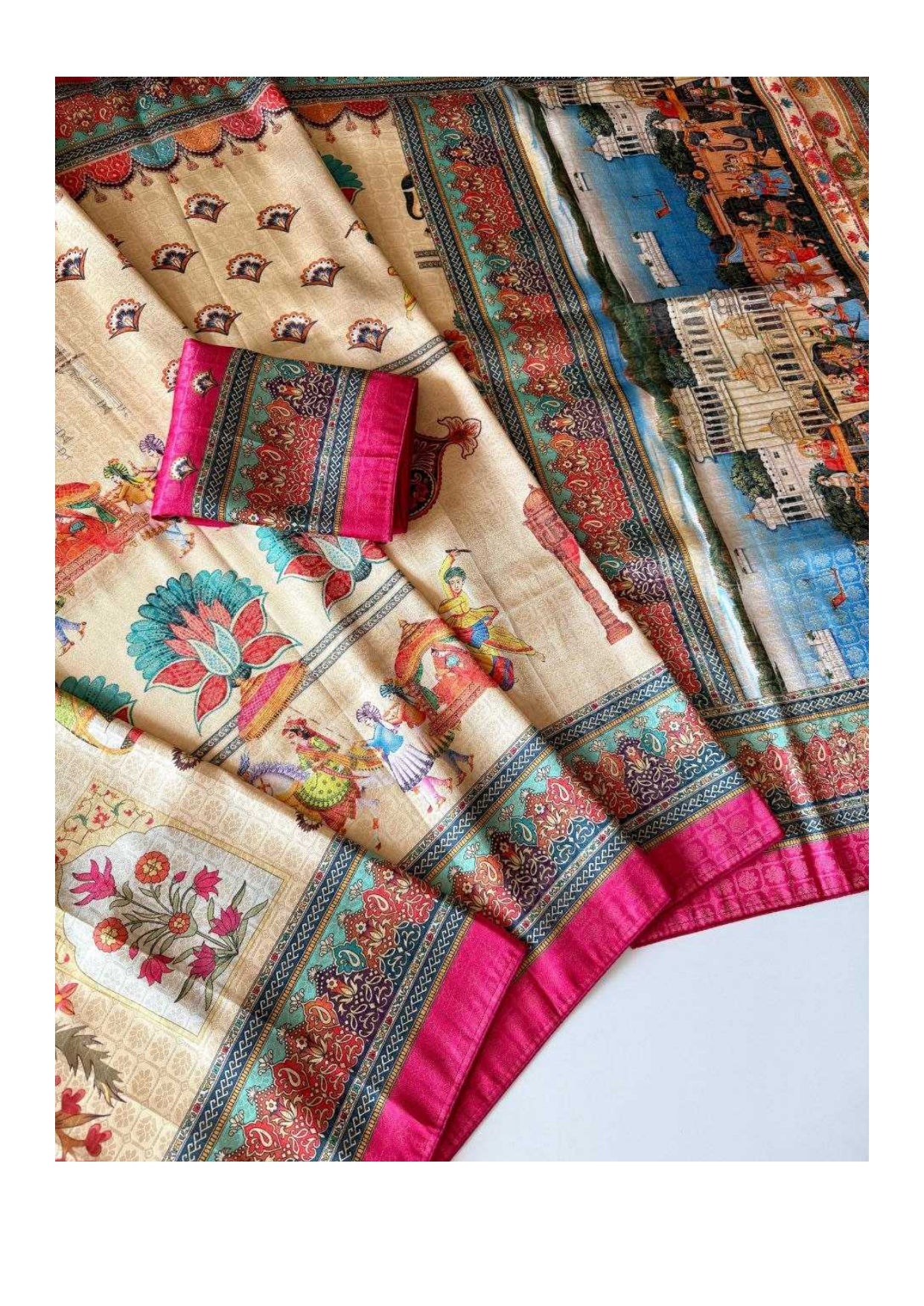 Jacquard Designer Printed Traditional Saree