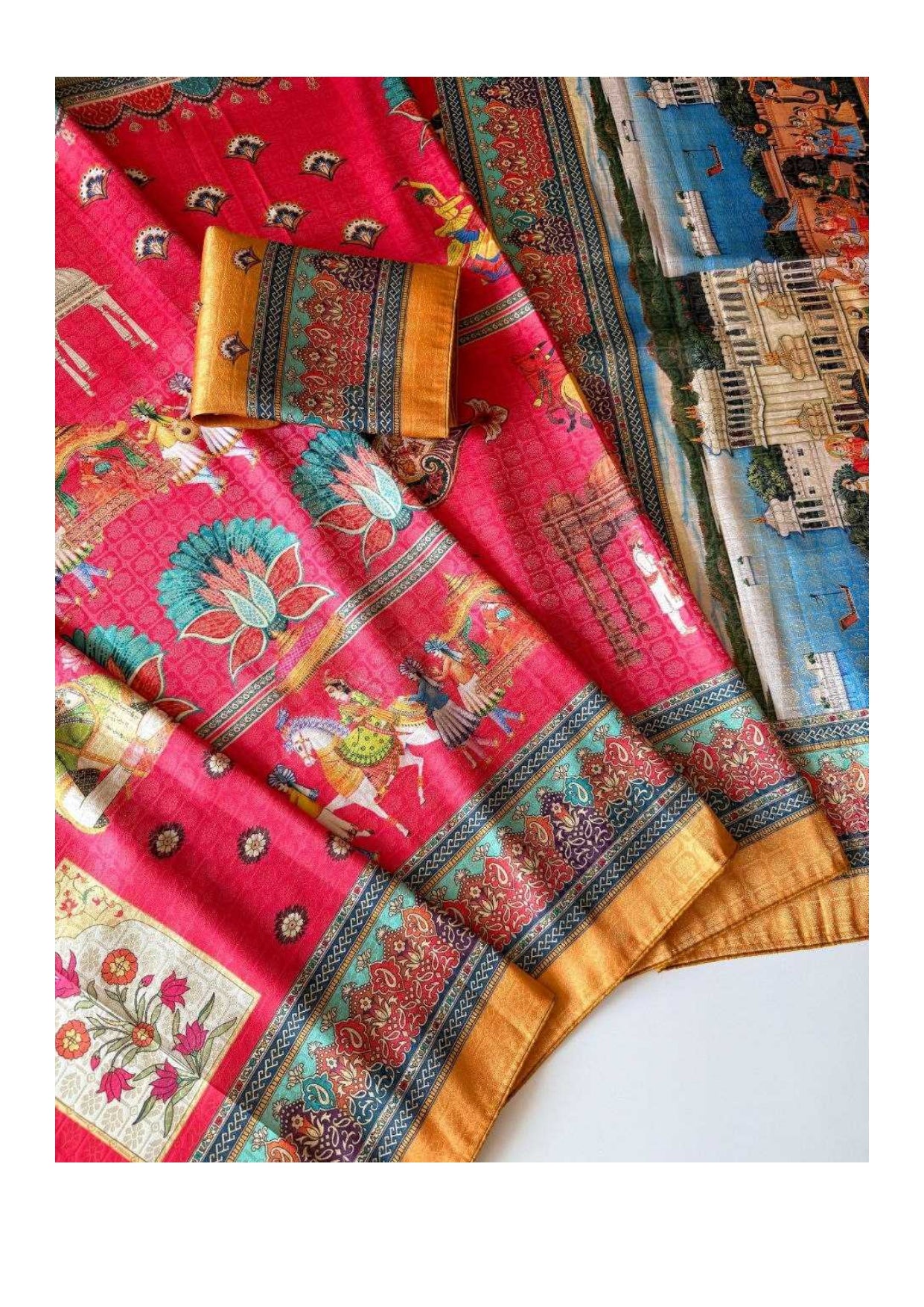 Jacquard Designer Printed Traditional Saree