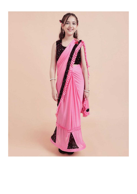 Lycra  Kids Wear Kids Saree Dress