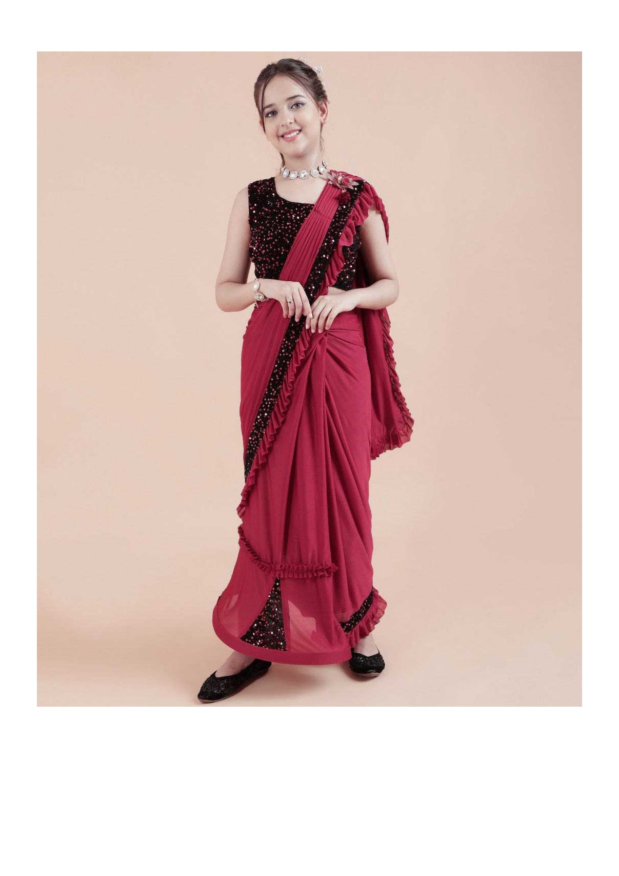 Lycra  Kids Wear Kids Saree Dress
