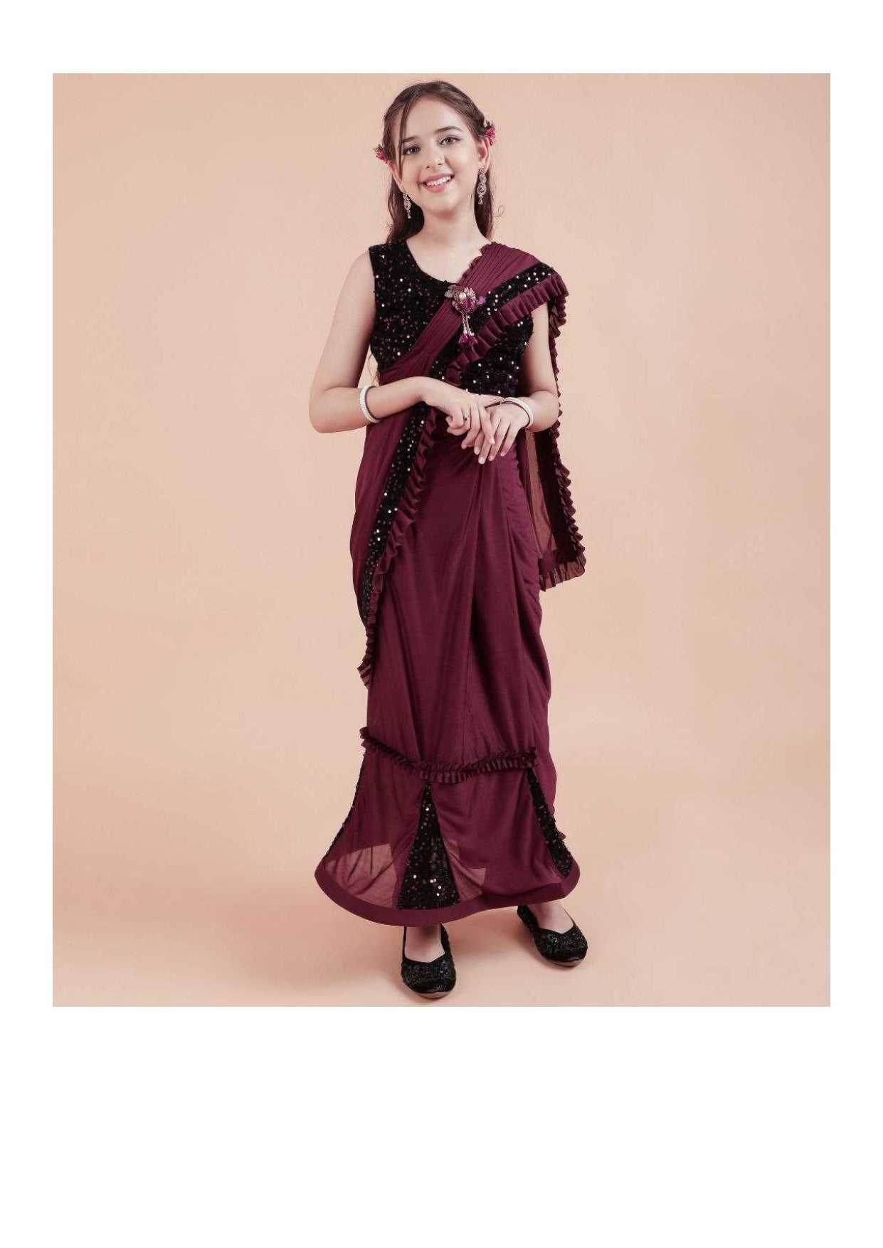 Lycra  Kids Wear Kids Saree Dress