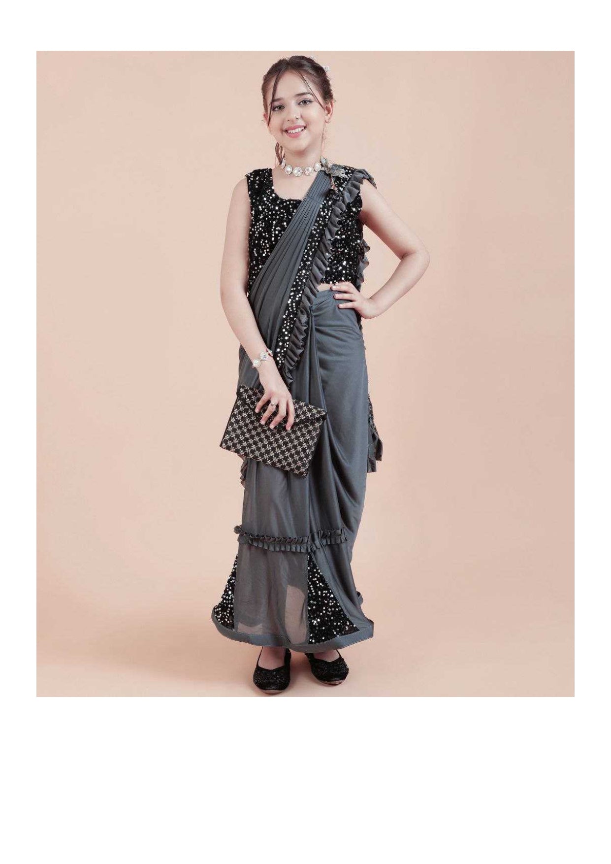 Lycra  Kids Wear Kids Saree Dress