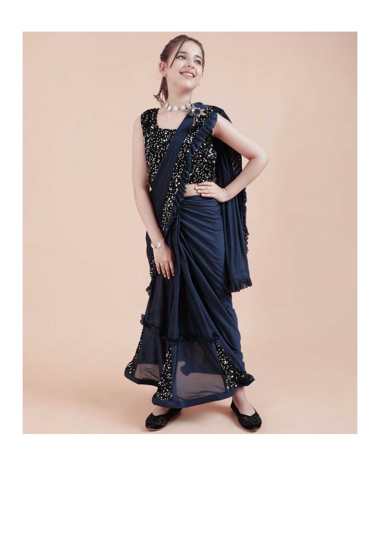 Lycra  Kids Wear Kids Saree Dress