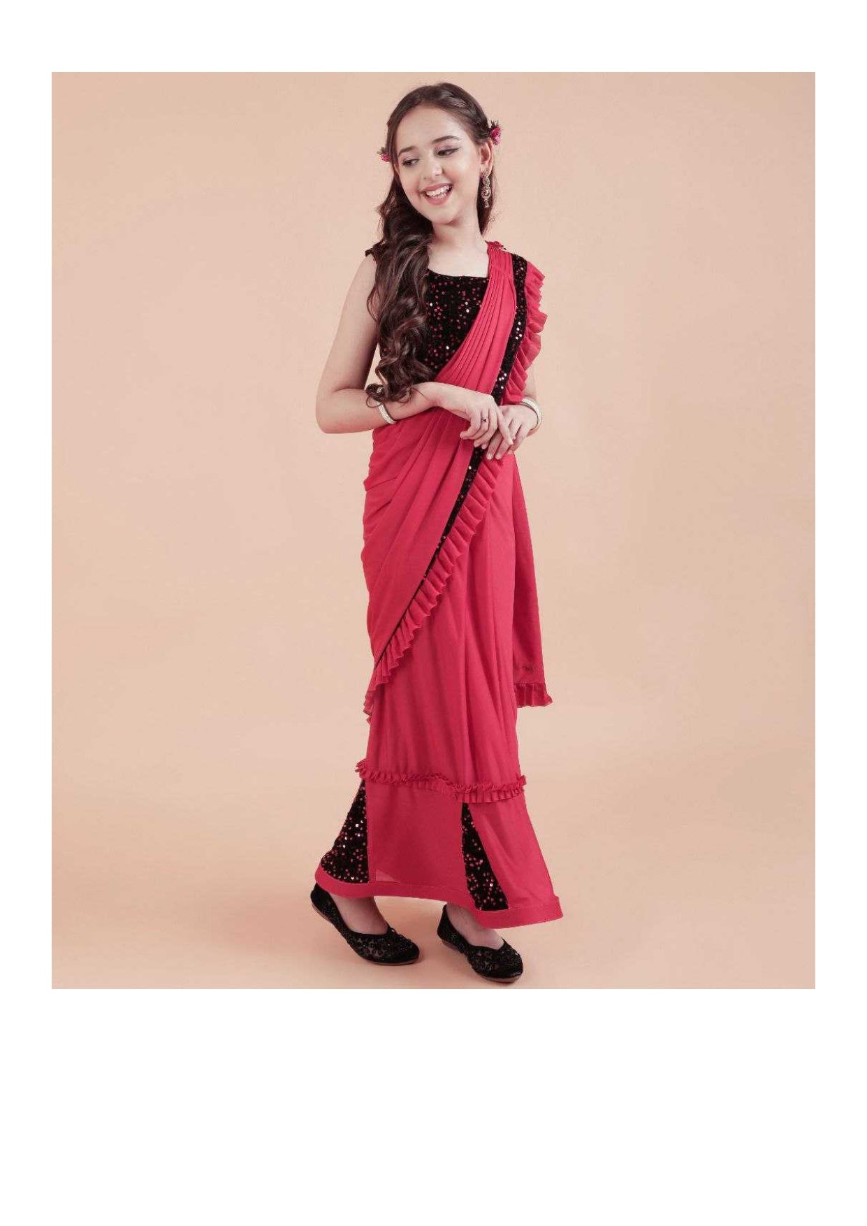 Lycra  Kids Wear Kids Saree Dress