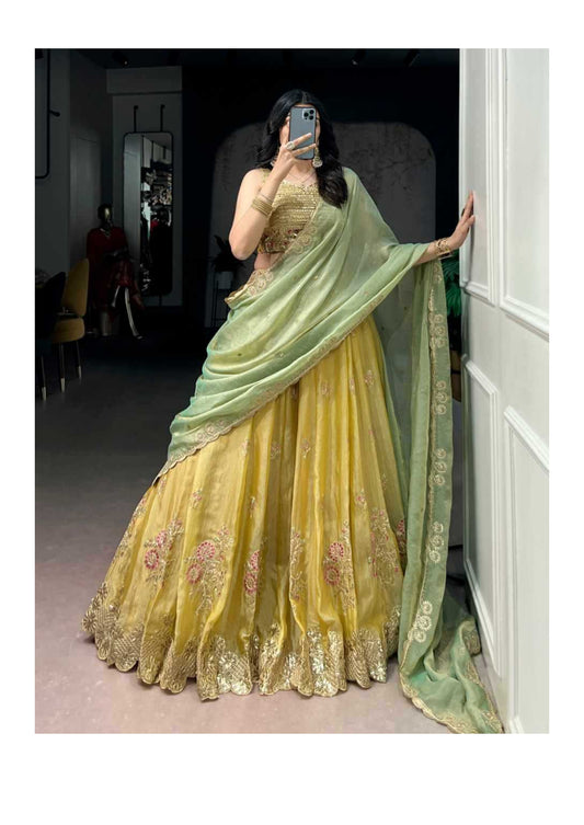 Silk Designer Embroidered Sequins Lehenga